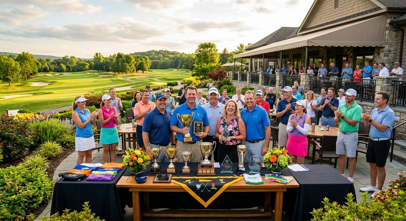 Golf outing awards ceremony at the clubhouse